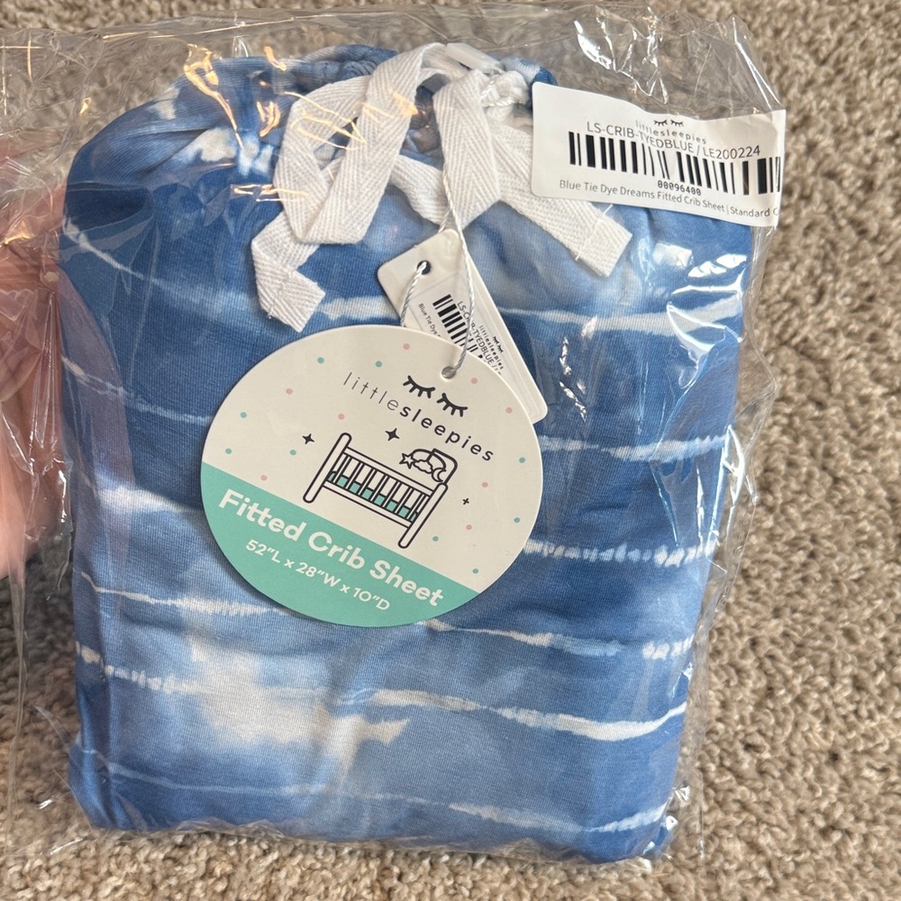 Little Sleepies Blue Tie Dye Dreams crib sheet NIP